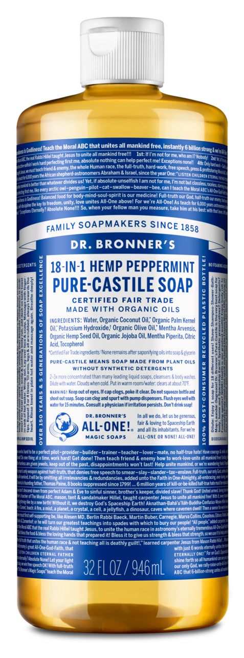 DR. BRONNER 32oz LIQUID PEPPERMINT SOAP