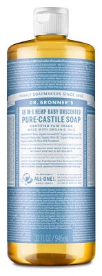 DR BRONNER 32OZ LIQUID UNSCENTED SOAP