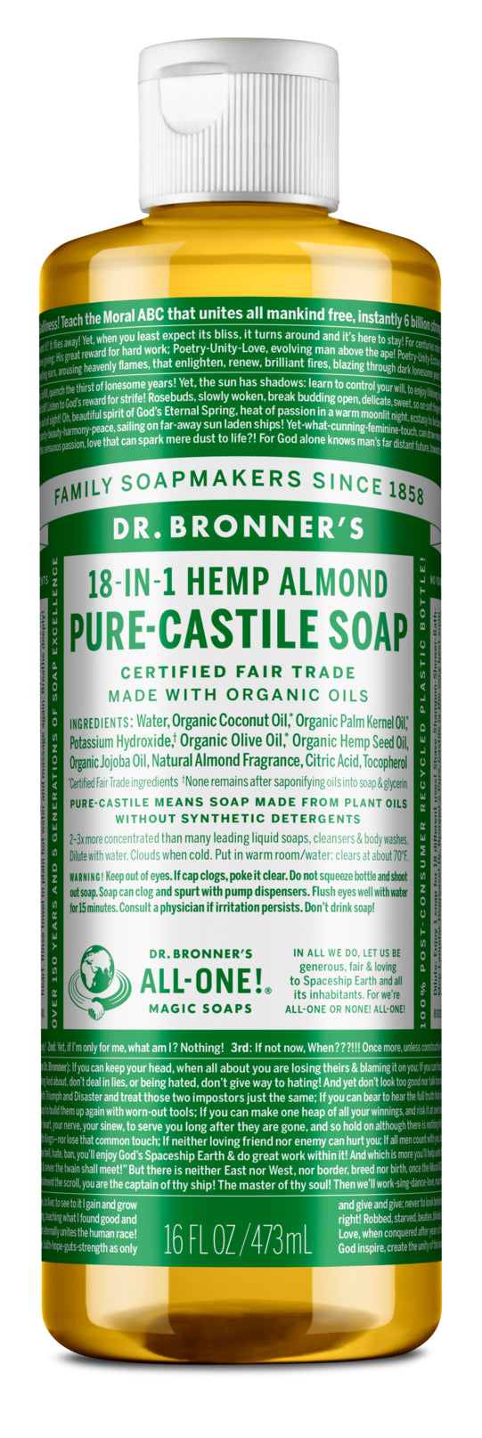 DR. BRONNER 16oz LIQUID ALMOND SOAP