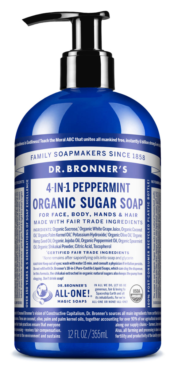 DR. BRONNER 12OZ PUMP SOAP PEPPERMINT