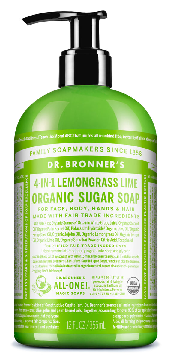 DR.BRONNER 12OZ PUMP SOAP LEMONGR LIME