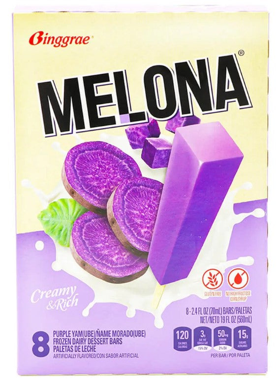 MELONA ICE CREAM BAR PURPLE YAM 8PK
