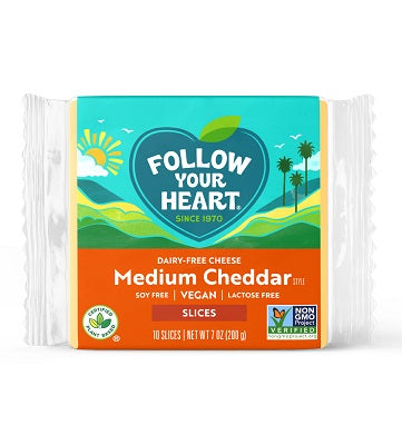 FOLLOW YOUR HEART MEDIUM CHEDDAR CHEESE SLICED