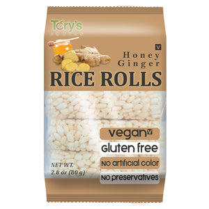 CRUNCHY RICE ROLL SNACK WITH HONEY & GINGER
