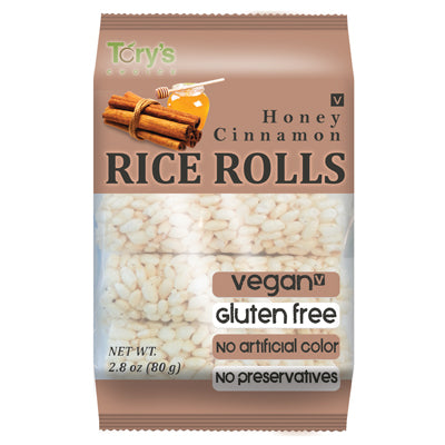 CRUNCHY RICE ROLL SNACK WITH HONEY & CINNAMON