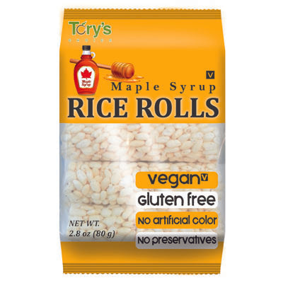 CRUNCHY RICE ROLL SNACK WITH MAPLE SYRUP